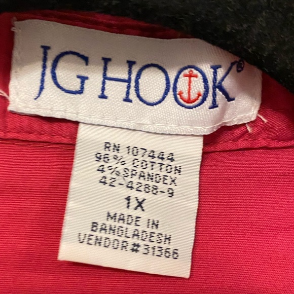 JG Hook size 1X dark pink 3/4 sleeve button down shirt - Picture 3 of 6